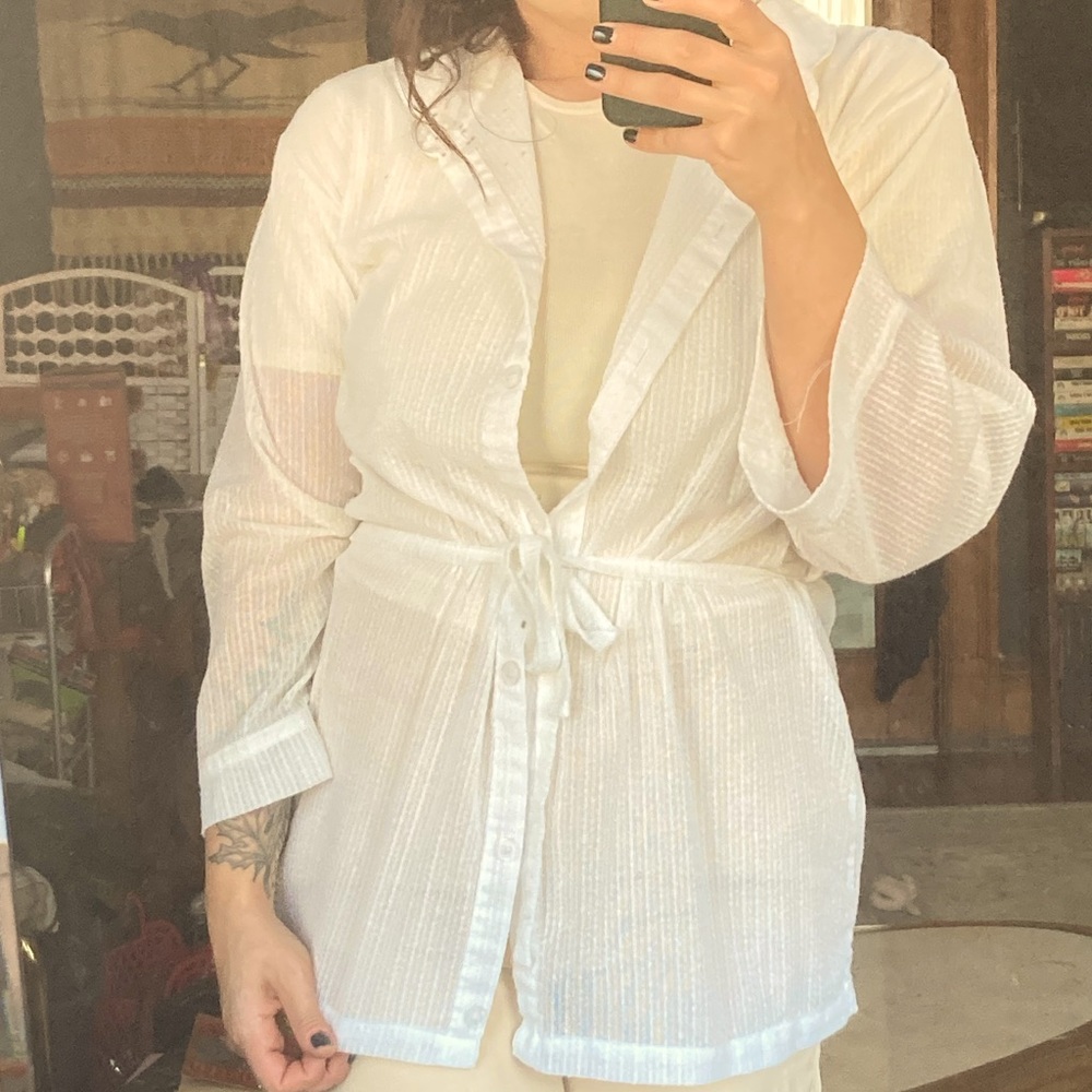 Vintage Gauzy White Cover Up